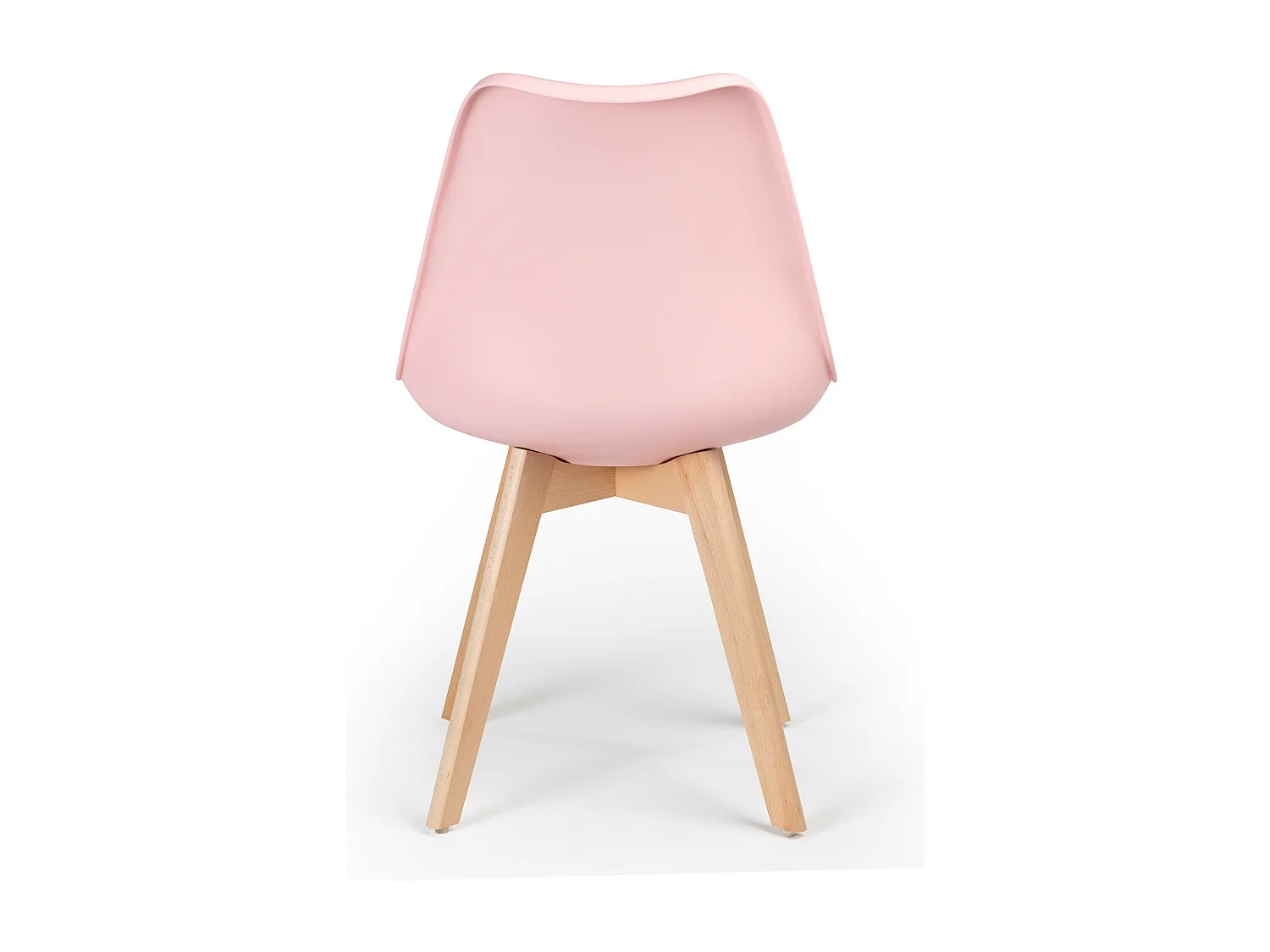 Silla Tula de estilo nórdico - Asiento de piel sintética y patas de madera clara-Color Rosa claro