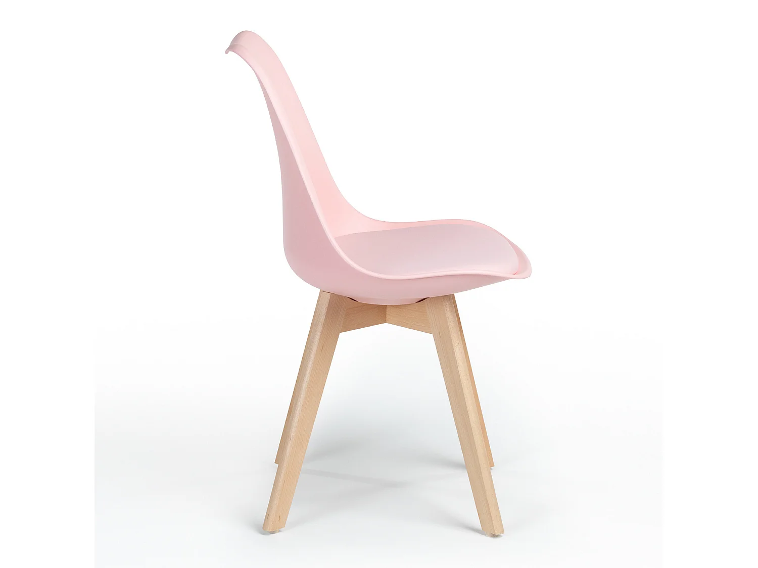 Silla Tula de estilo nórdico - Asiento de piel sintética y patas de madera clara-Color Rosa claro