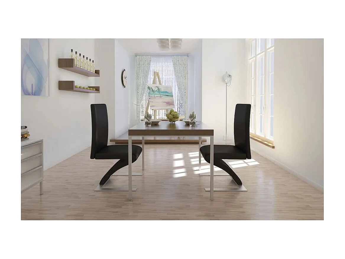 Chaises à manger lot de 2 noir similicuir