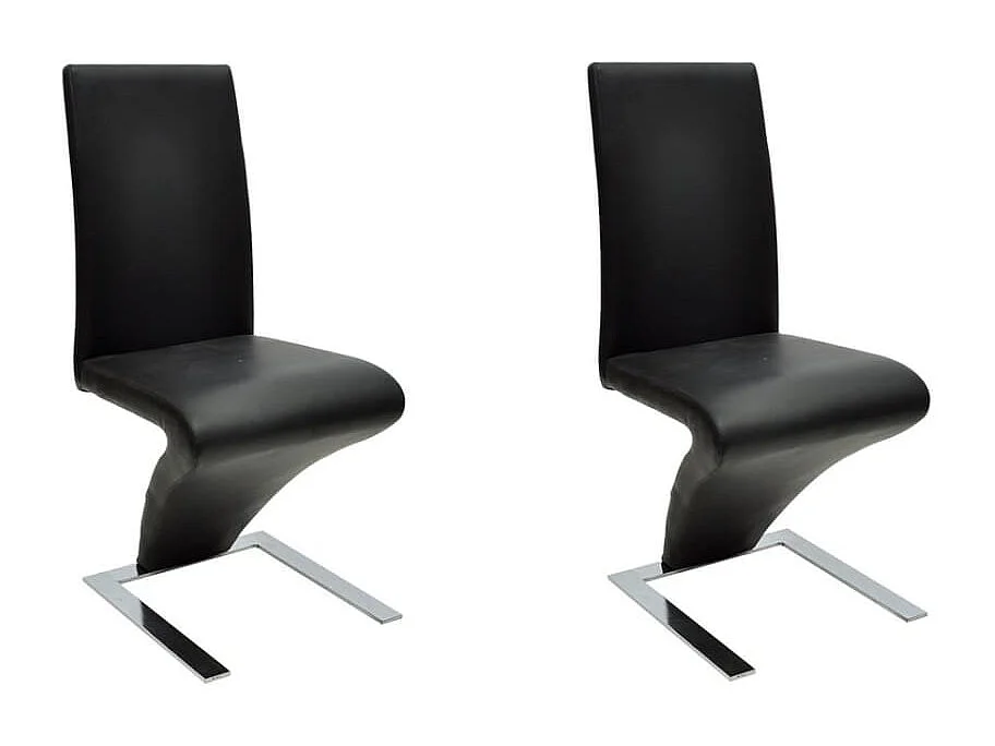 Chaises à manger lot de 2 noir similicuir