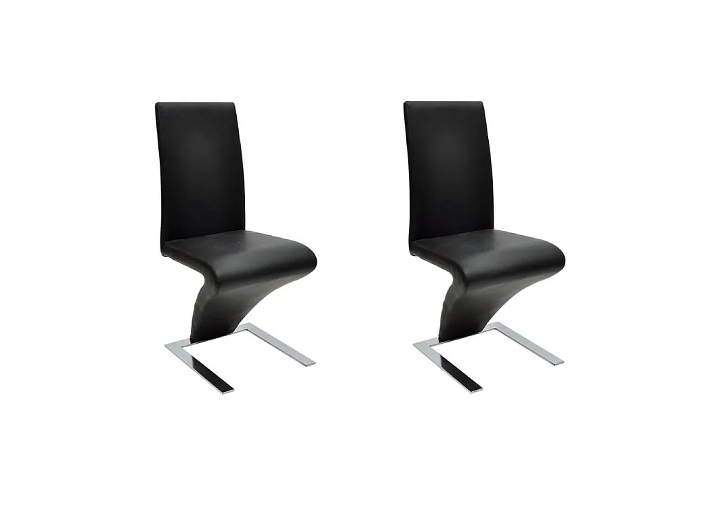 Chaises à manger lot de 2 noir similicuir