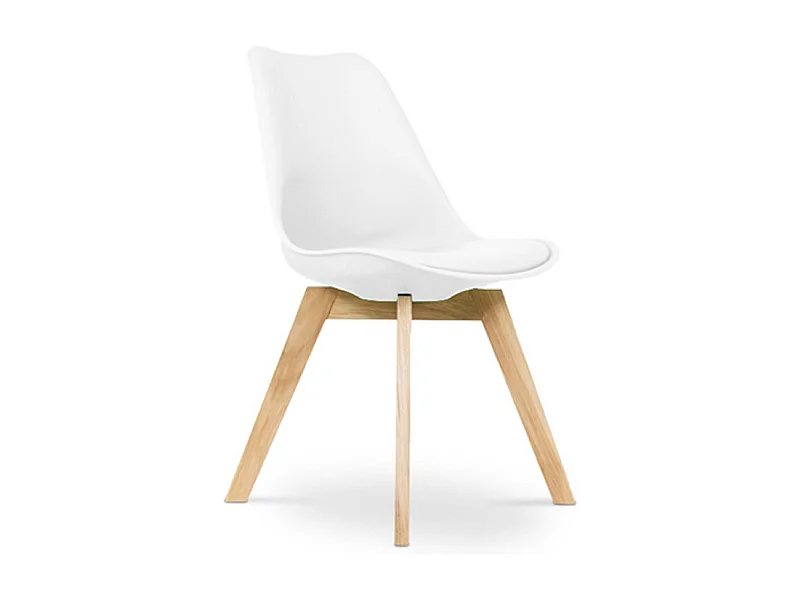 Silla escandinava con cojín blanco imitación Ginebra