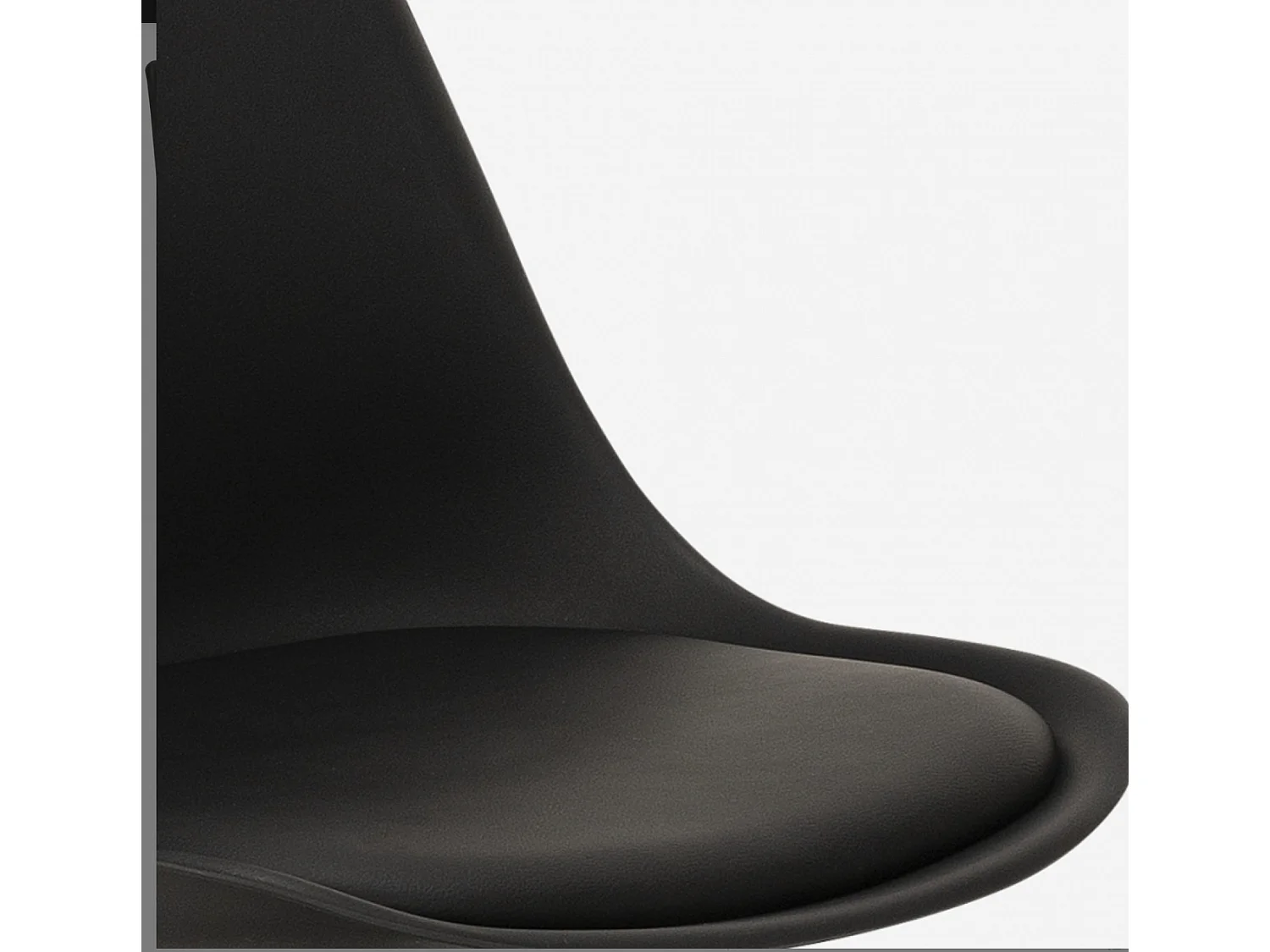 Chaise pivotante Tulipa - Noire avec coussin en simili cuir-Couleur Noir