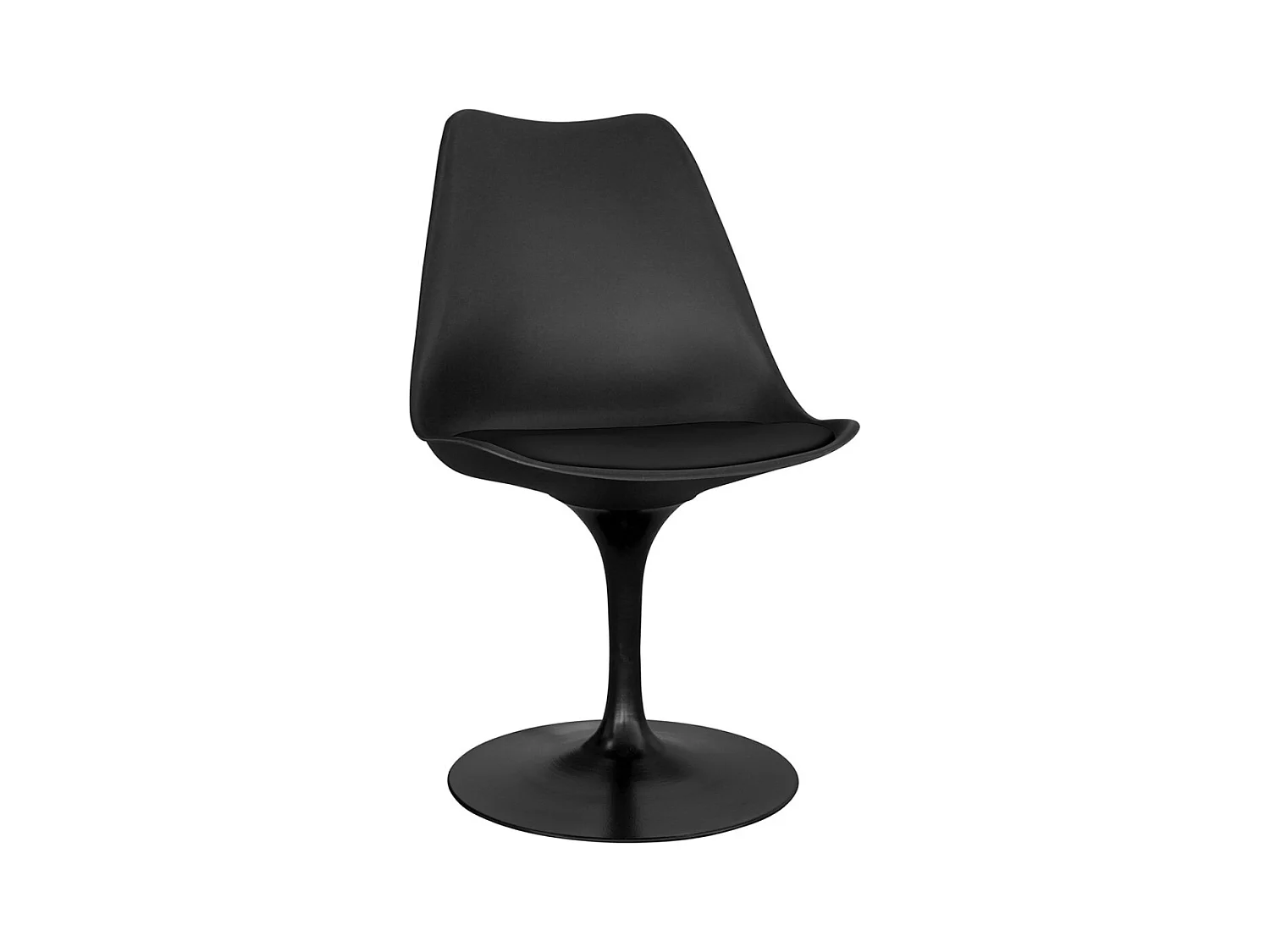 Chaise pivotante Tulipa - Noire avec coussin en simili cuir-Couleur Noir