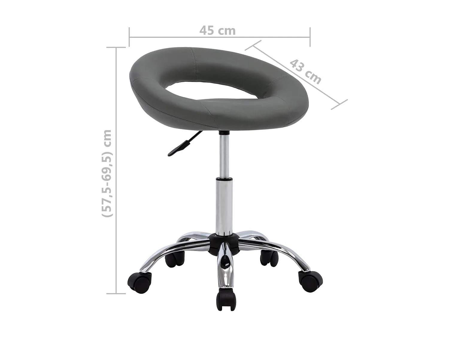 Chaise pivotante de salle à manger Gris Similicuir 3