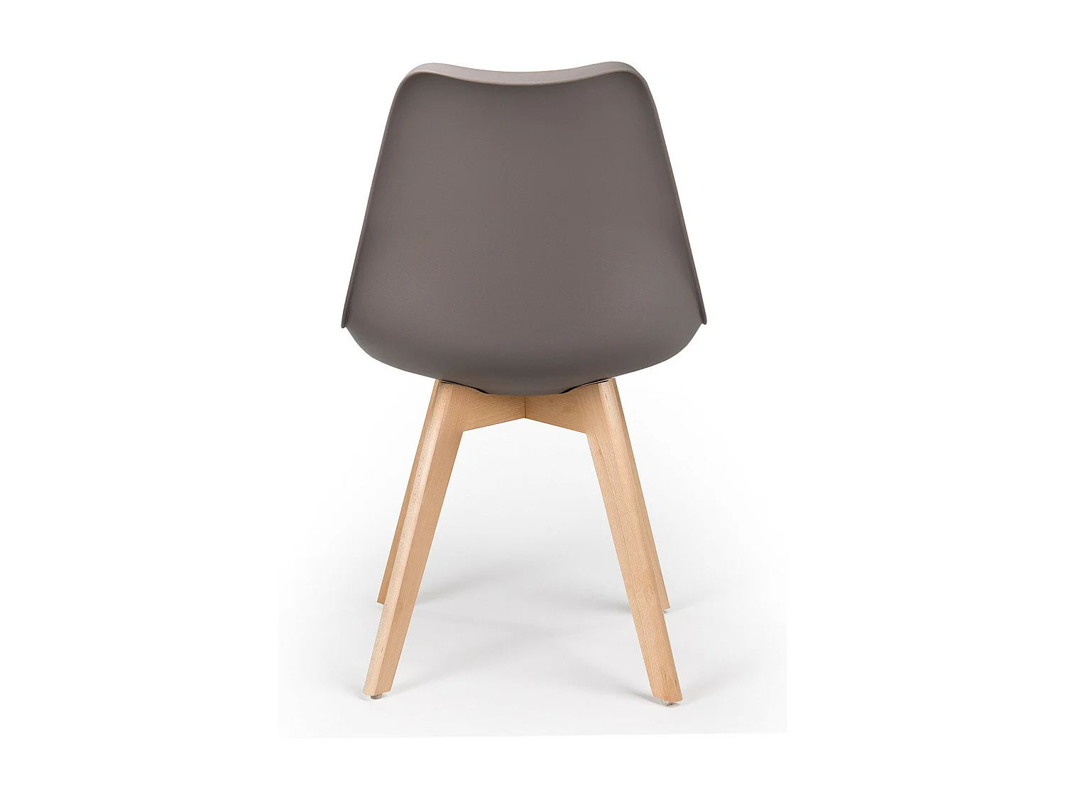 Silla Tula de estilo nórdico - Asiento de piel sintética y patas de madera clara-Color Marrón claro