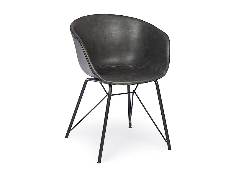 Chaise simili cuir Warhol - Style vintage-Noir