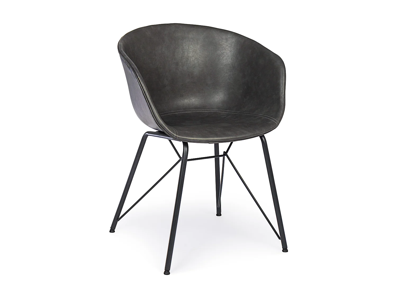 Chaise simili cuir Warhol - Style vintage-Noir