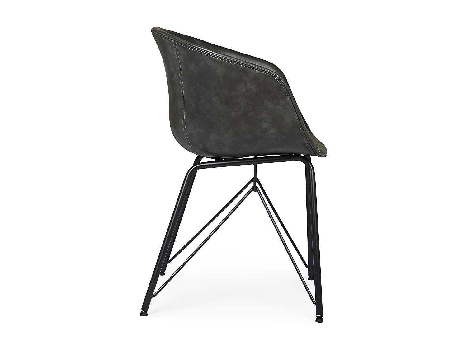 Chaise simili cuir Warhol - Style vintage-Noir
