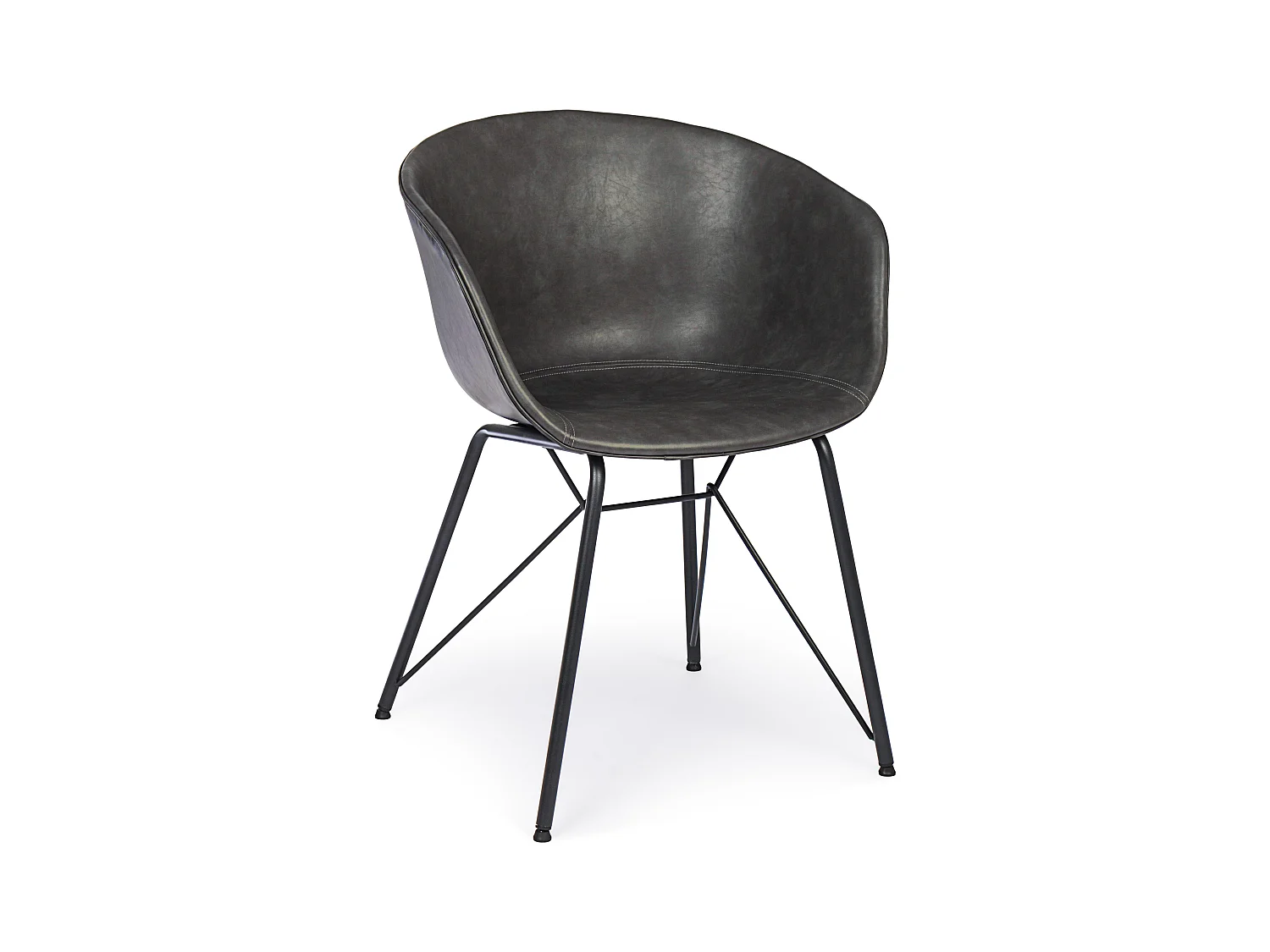 Chaise simili cuir Warhol - Style vintage-Noir