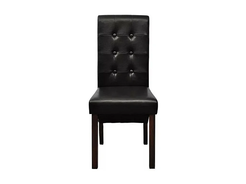 Chaise simili cuir marron et pieds bois massif Zinar - Lot de 2