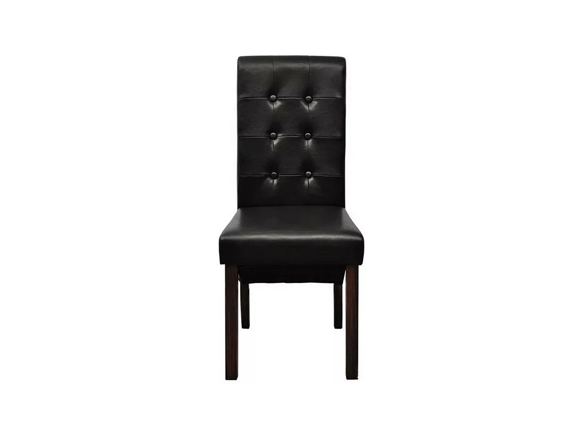 Chaise simili cuir marron et pieds bois massif Zinar - Lot de 2