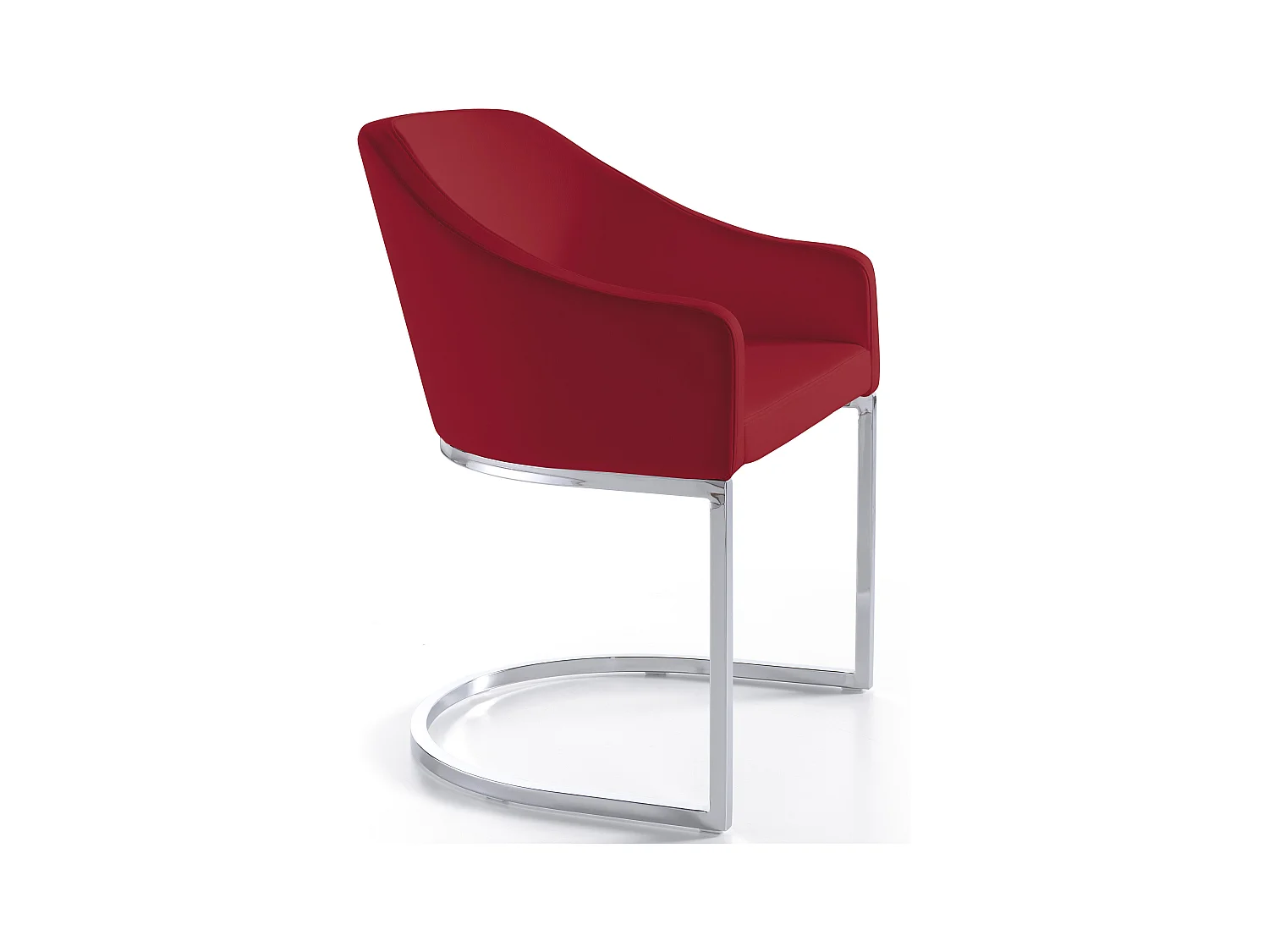 Arka design fauteuil in rood kunstleer en roestvrijstalen poten - Set van 2