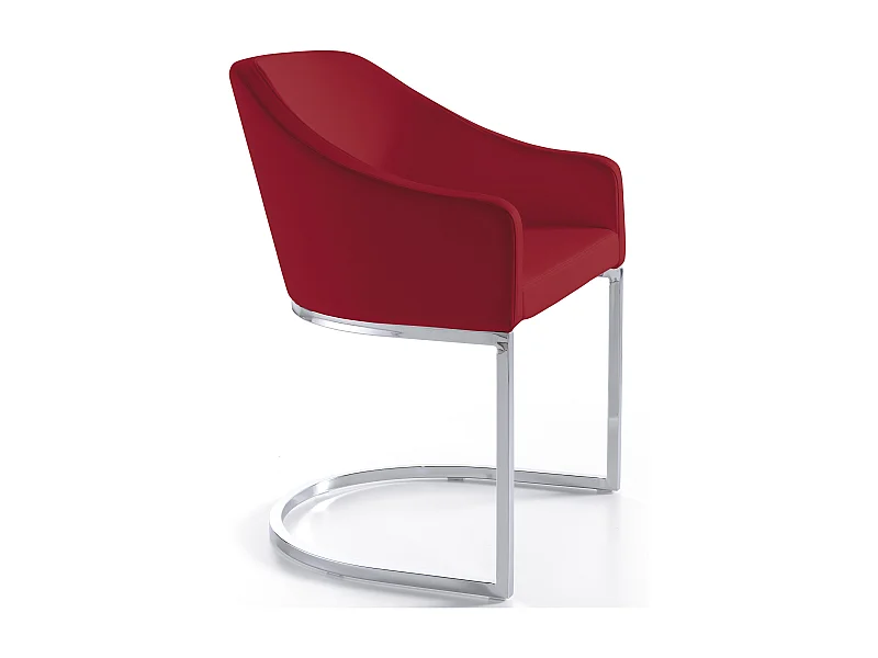 Arka design fauteuil in rood kunstleer en roestvrijstalen poten - Set van 2