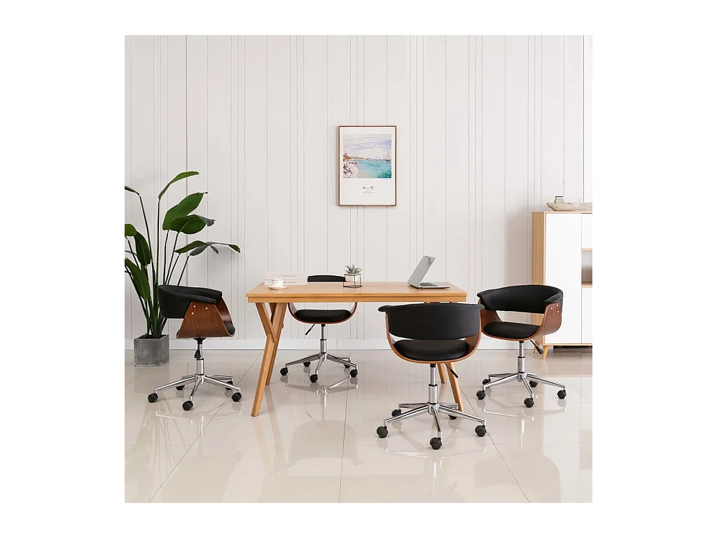 Chaises pivotantes à manger lot de 4 Noir Similicuir