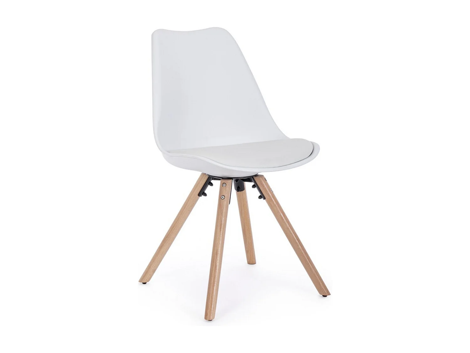 Lot de 4 chaises Teddy en bois de hêtre et simili cuir - Style scandinave intemporel-Couleur Gris clair