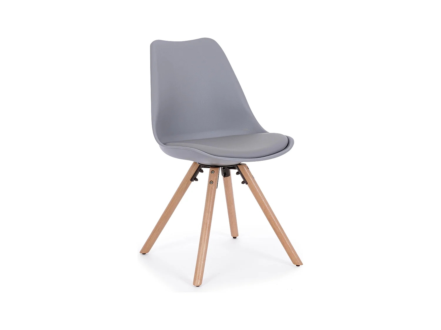 Lot de 4 chaises Teddy en bois de hêtre et simili cuir - Style scandinave intemporel-Couleur Gris clair