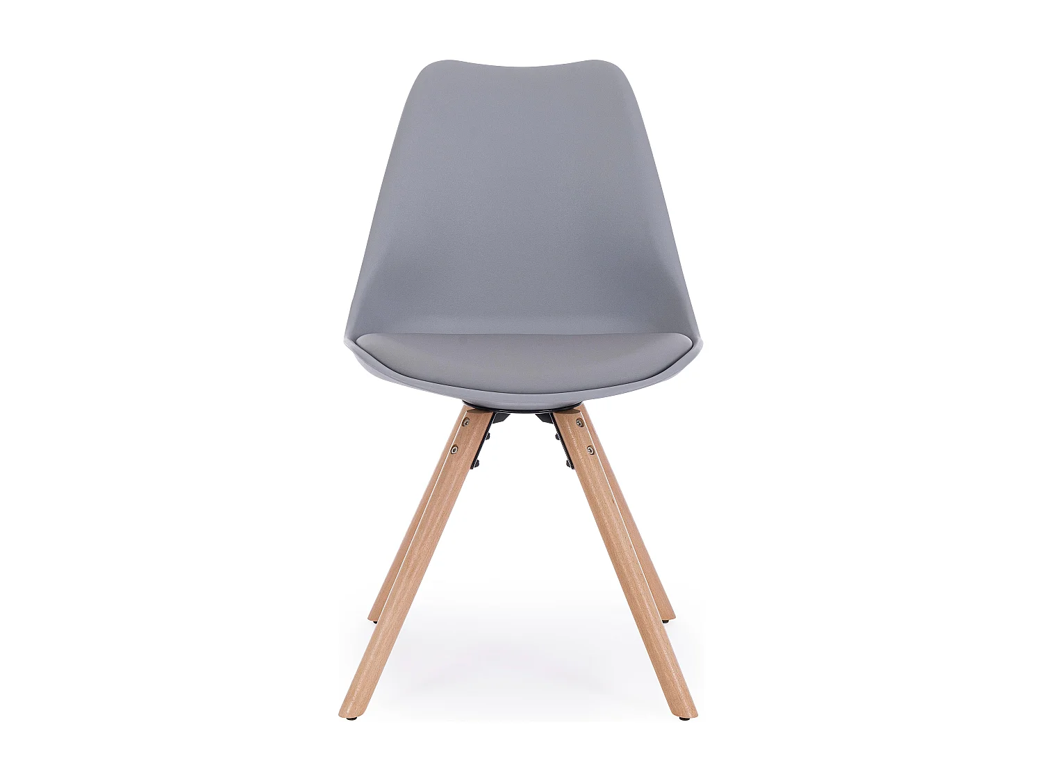 Lot de 4 chaises Teddy en bois de hêtre et simili cuir - Style scandinave intemporel-Couleur Gris clair