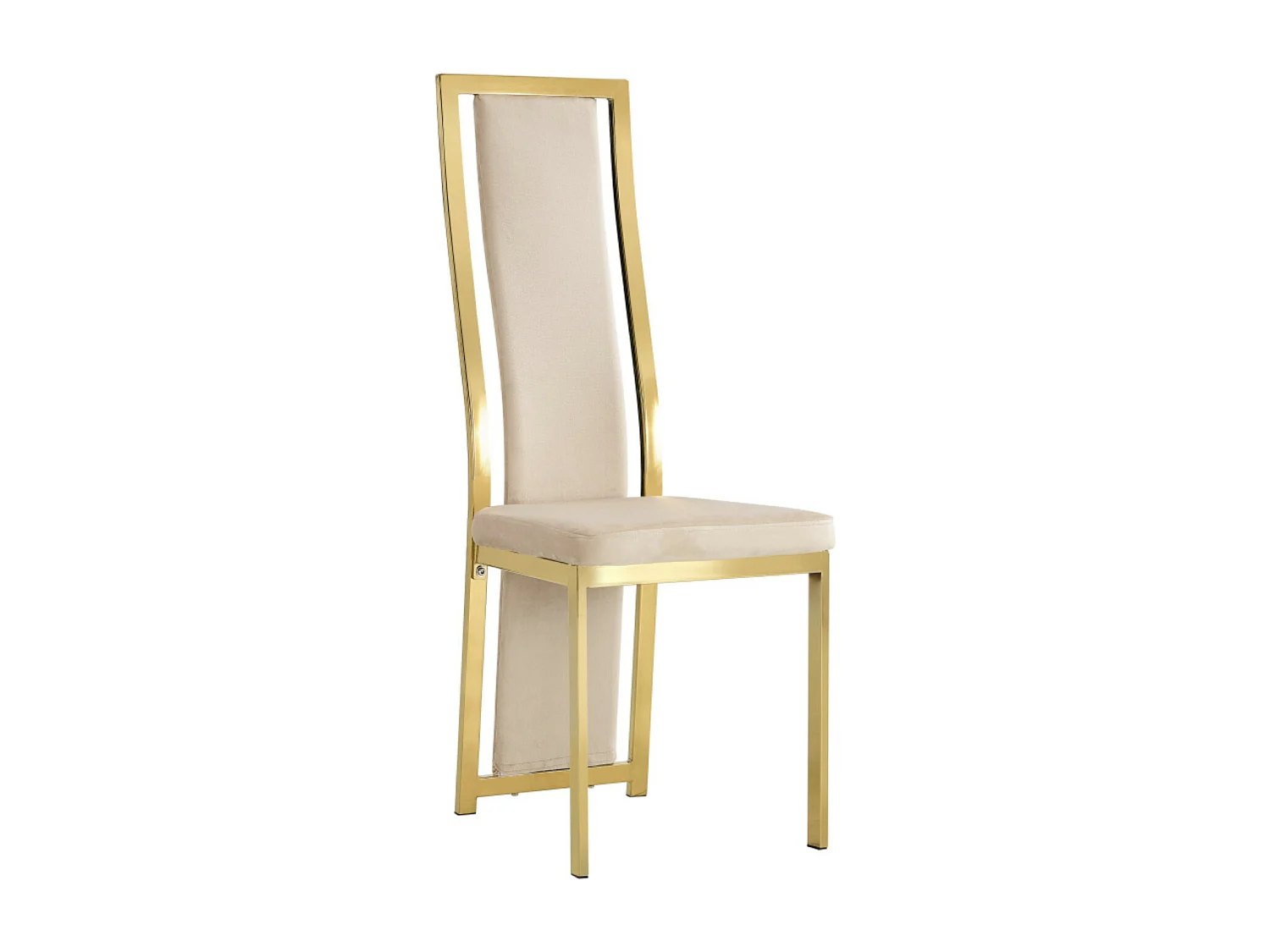 Chaise design simili cuir et acier doré Milana - Lot de 6-Couleur Beige clair