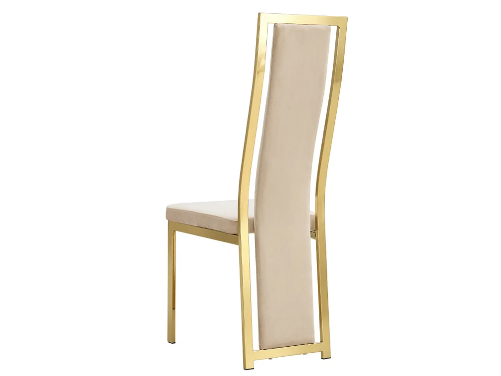 Chaise design simili cuir et acier doré Milana - Lot de 6-Couleur Beige clair