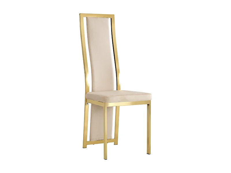 Chaise design simili cuir et acier doré Milana - Lot de 6-Couleur Beige clair