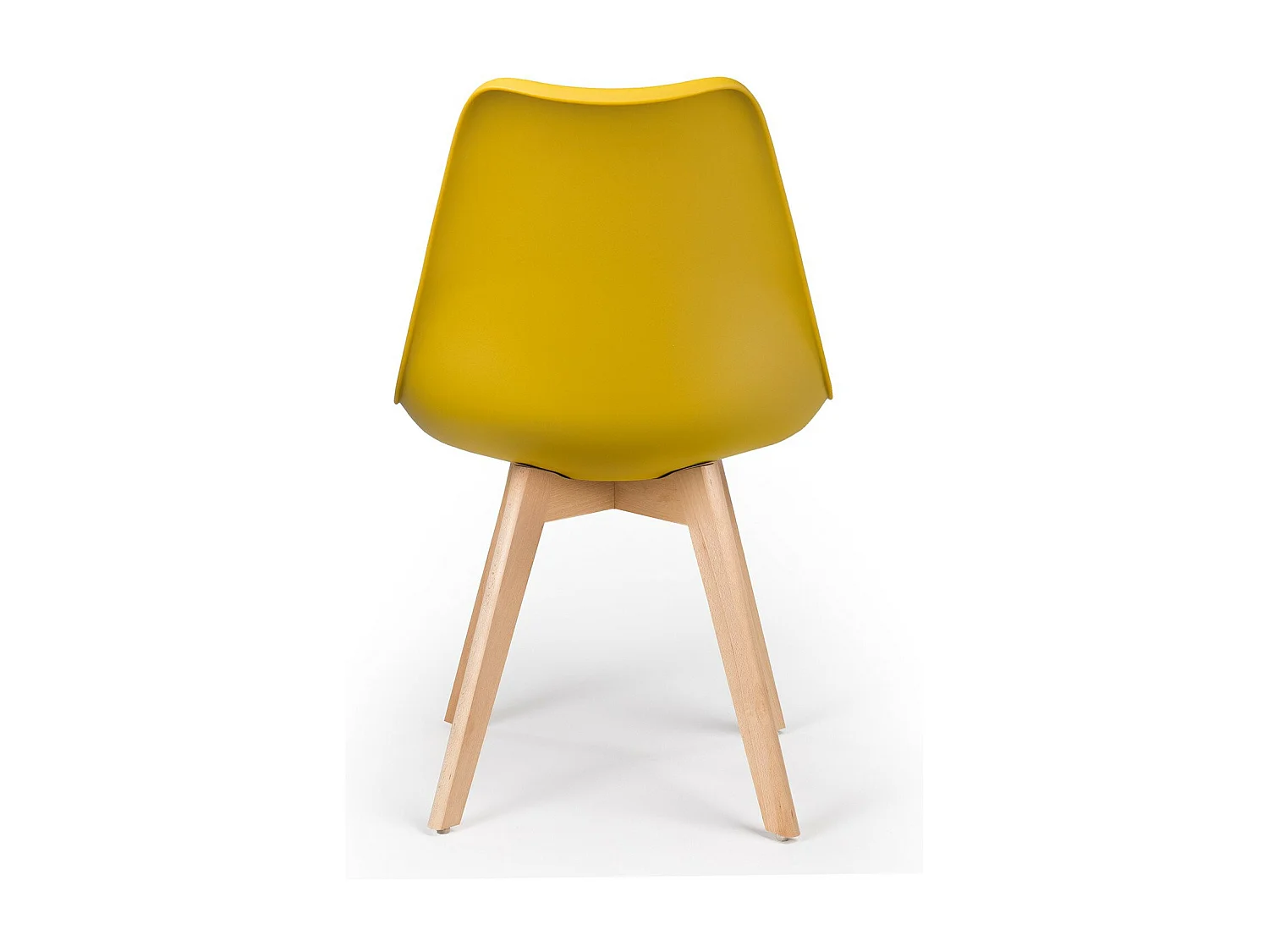Silla Tula de estilo nórdico - Asiento de piel sintética y patas de madera clara-Color Amarillo curry
