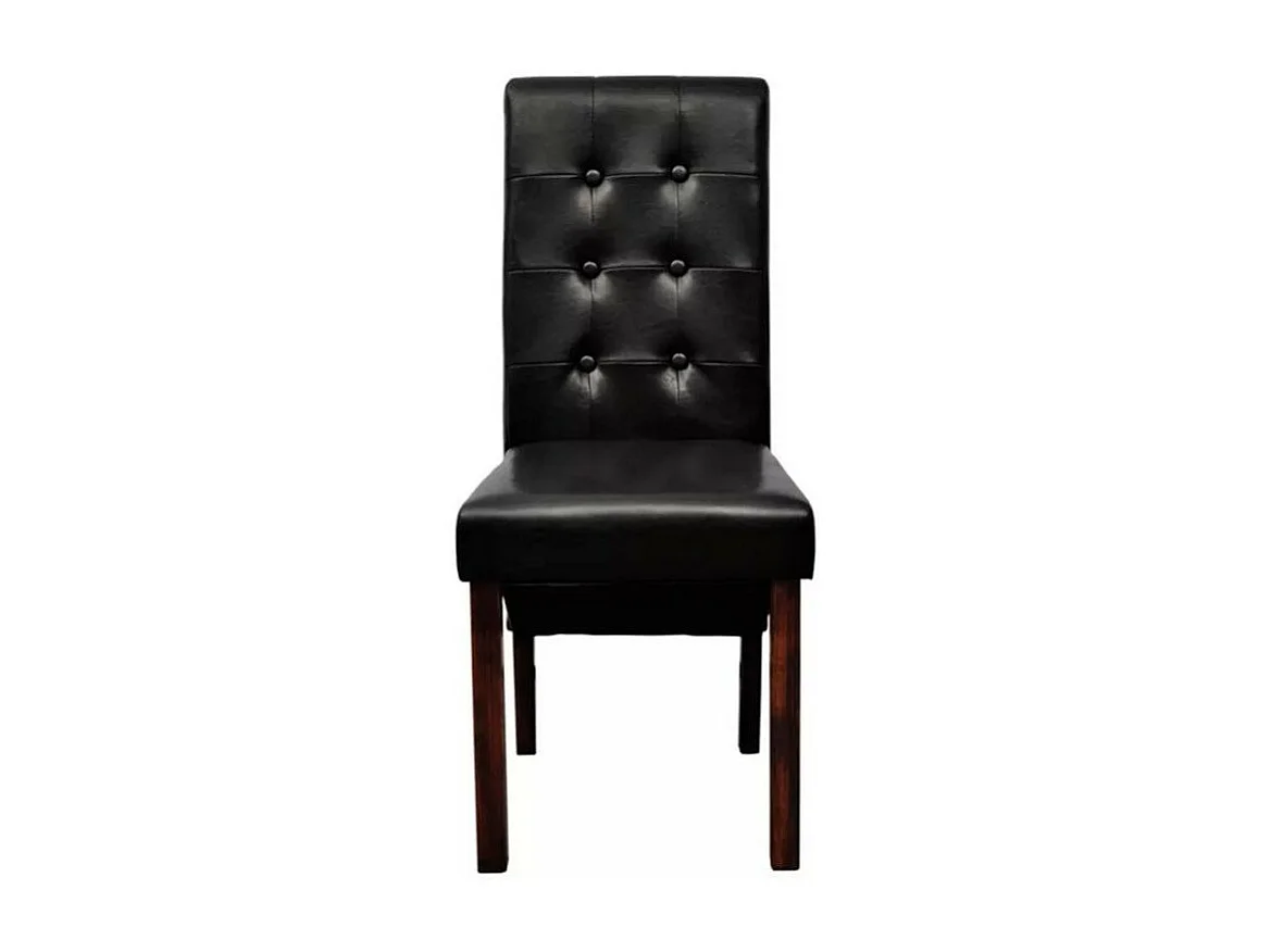 Chaise simili cuir noir et pieds bois massif Zinar - Lot de 2