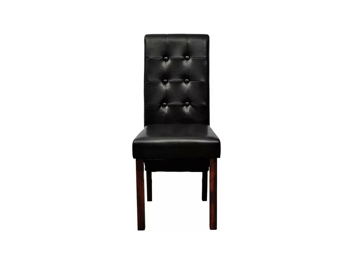 Chaise simili cuir noir et pieds bois massif Zinar - Lot de 2