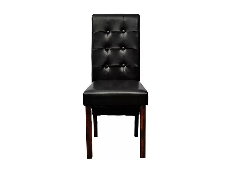 Chaise simili cuir noir et pieds bois massif Zinar - Lot de 2