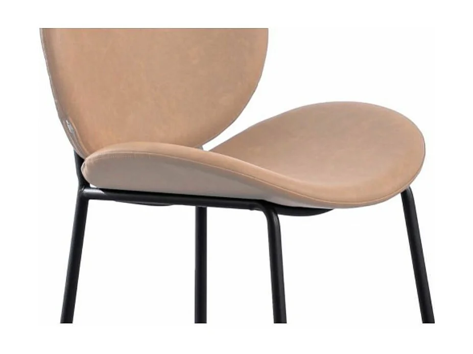 Designstoel in beige kunstleer en zwart gelakt staal Toxane