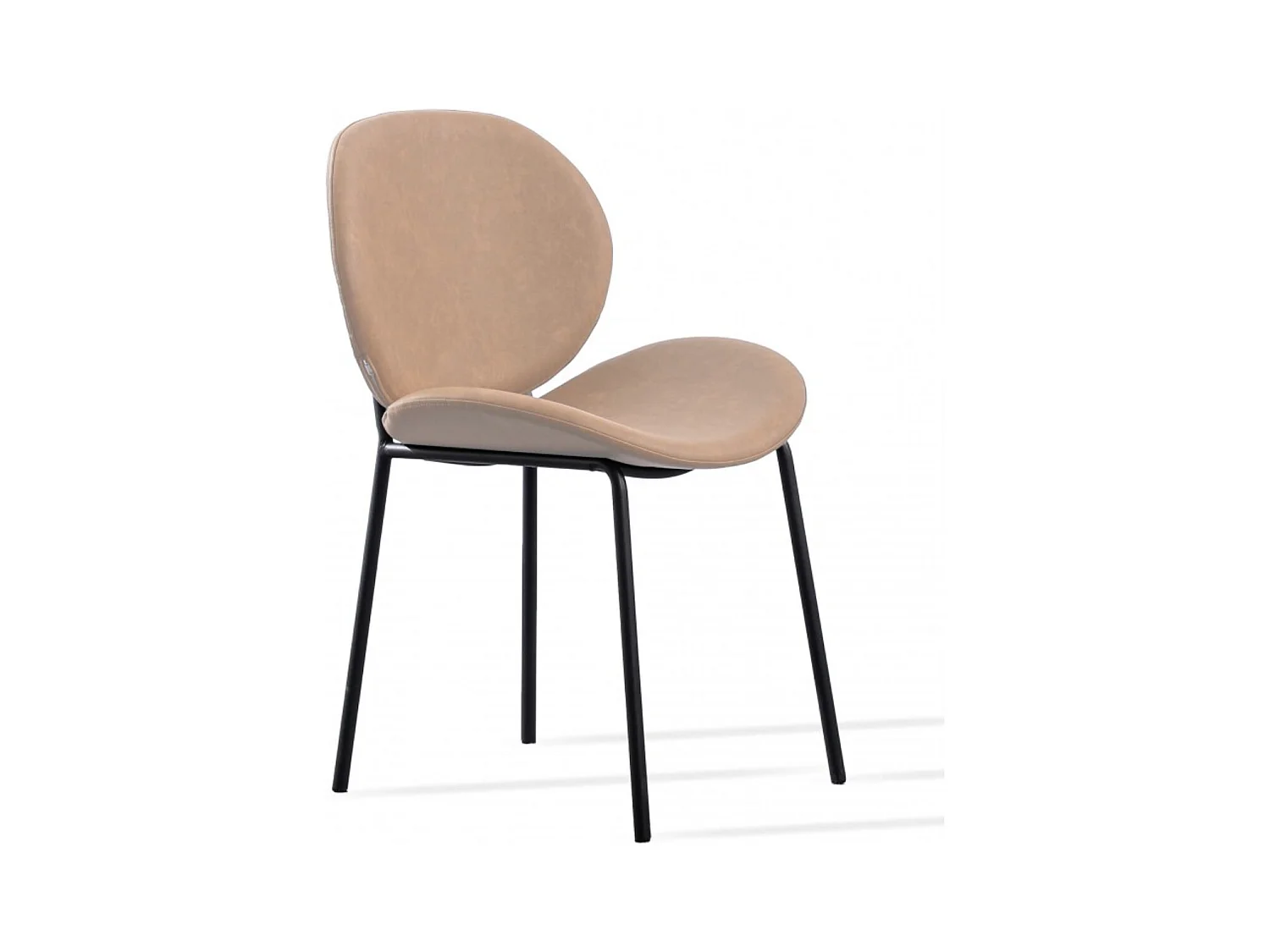 Chaise design simili cuir beige et acier laqué noir Toxane