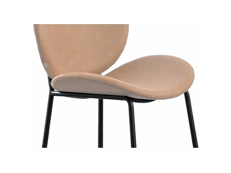 Chaise design simili cuir beige et acier laqué noir Toxane