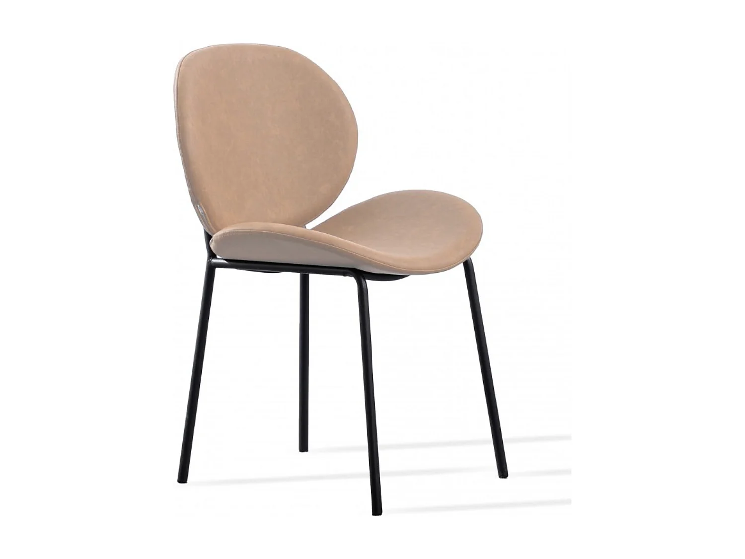 Chaise design simili cuir beige et acier laqué noir Toxane