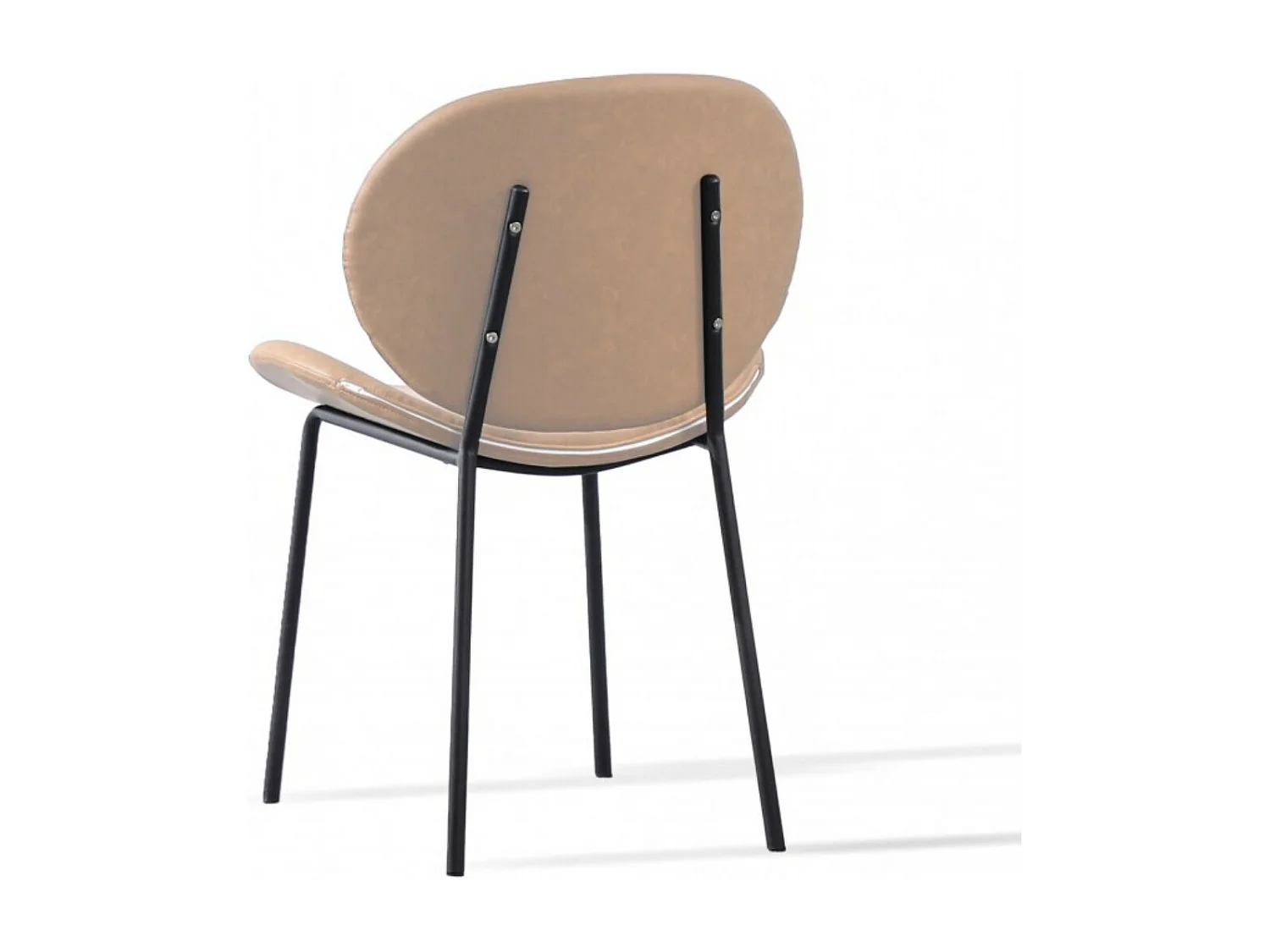 Chaise design simili cuir beige et acier laqué noir Toxane