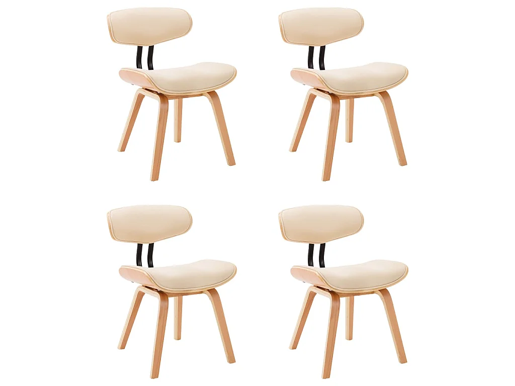 Chaises à manger lot de 4 crème bois courbé et similicuir