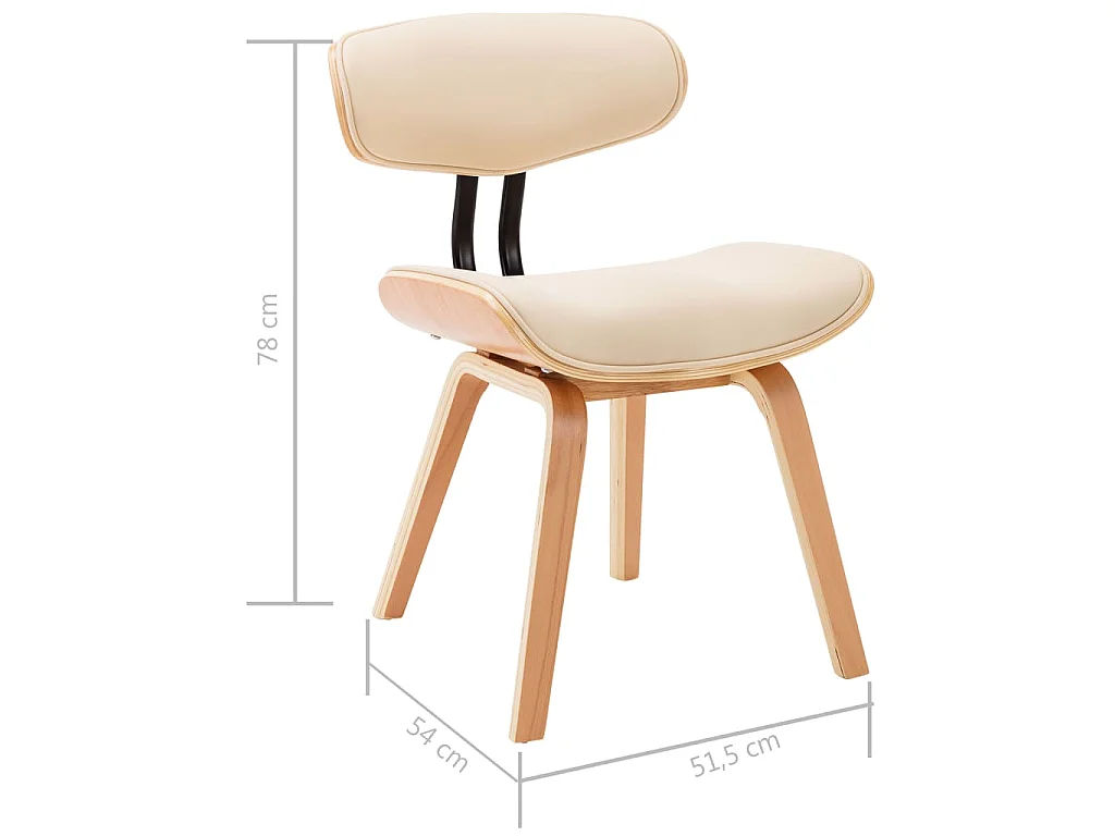 Chaises à manger lot de 4 crème bois courbé et similicuir