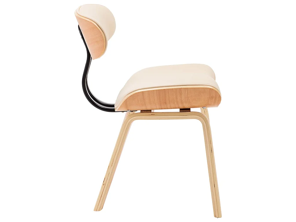 Chaises à manger lot de 4 crème bois courbé et similicuir