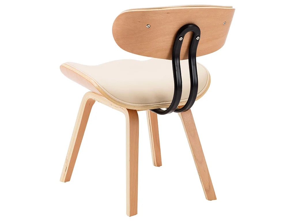 Chaises à manger lot de 4 crème bois courbé et similicuir