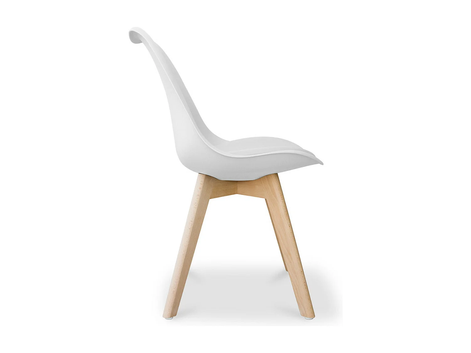Silla Tula de estilo nórdico - Asiento de piel sintética y patas de madera clara-Color Gris claro