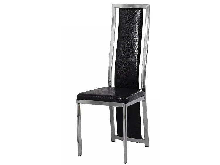 Chaise design simili cuir effet croco et acier chromé Milana - Lot de 6-Couleur Blanc