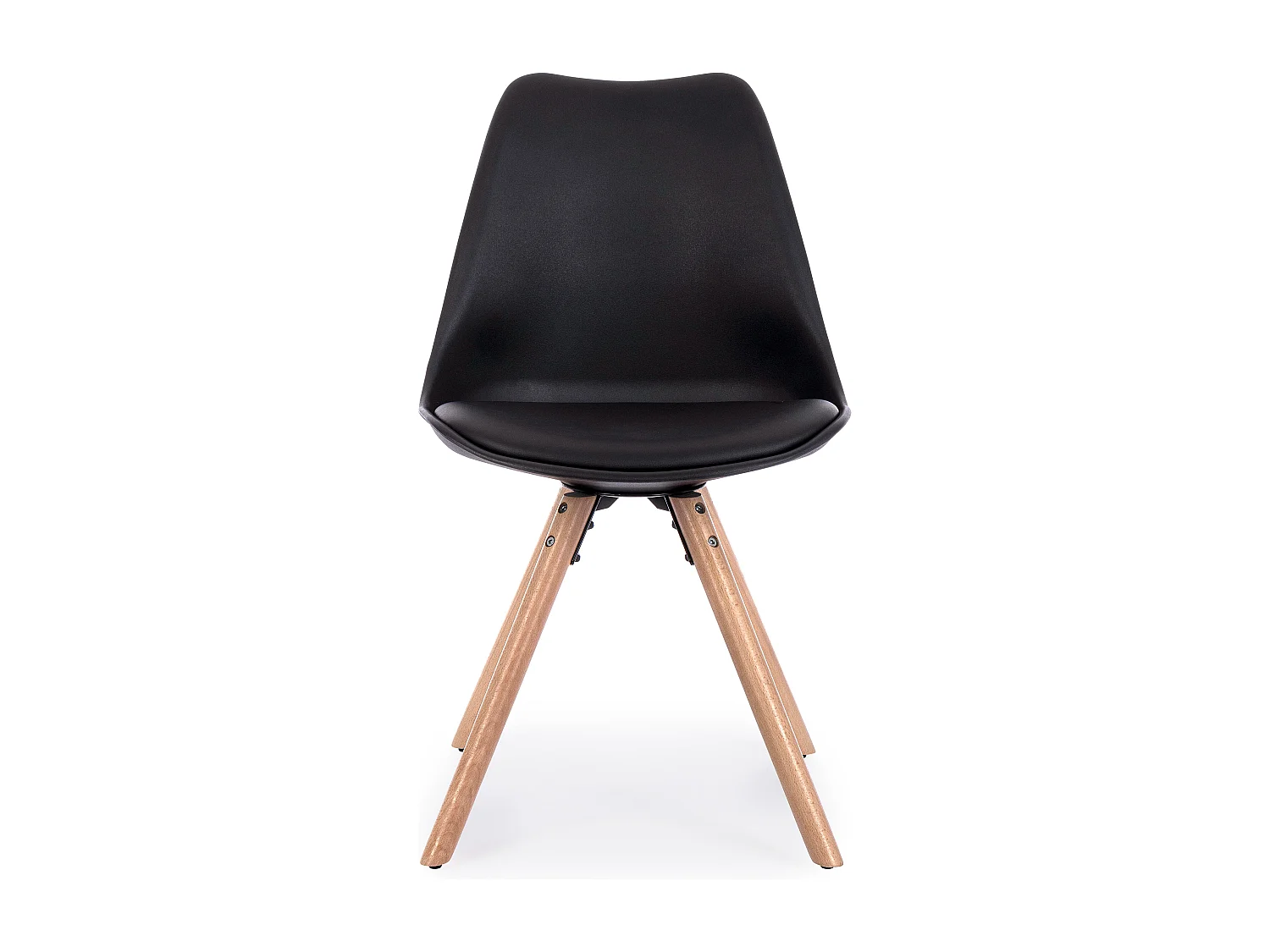 Lot de 4 chaises Teddy en bois de hêtre et simili cuir - Style scandinave intemporel-Couleur Noir