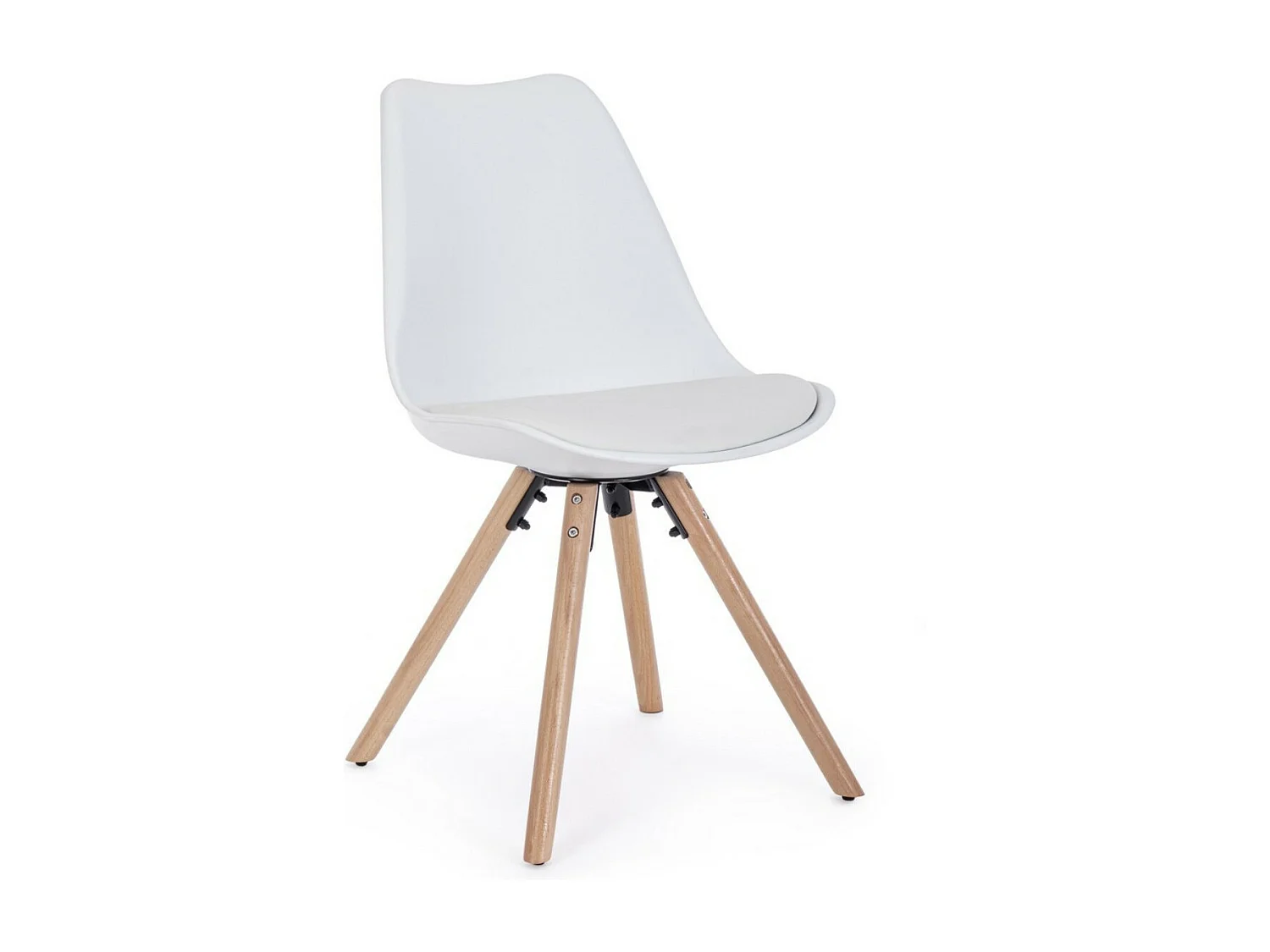 Lot de 4 chaises Teddy en bois de hêtre et simili cuir - Style scandinave intemporel-Couleur Noir