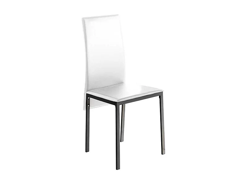 Silla de polipiel blanca y metal lacado gris plateado