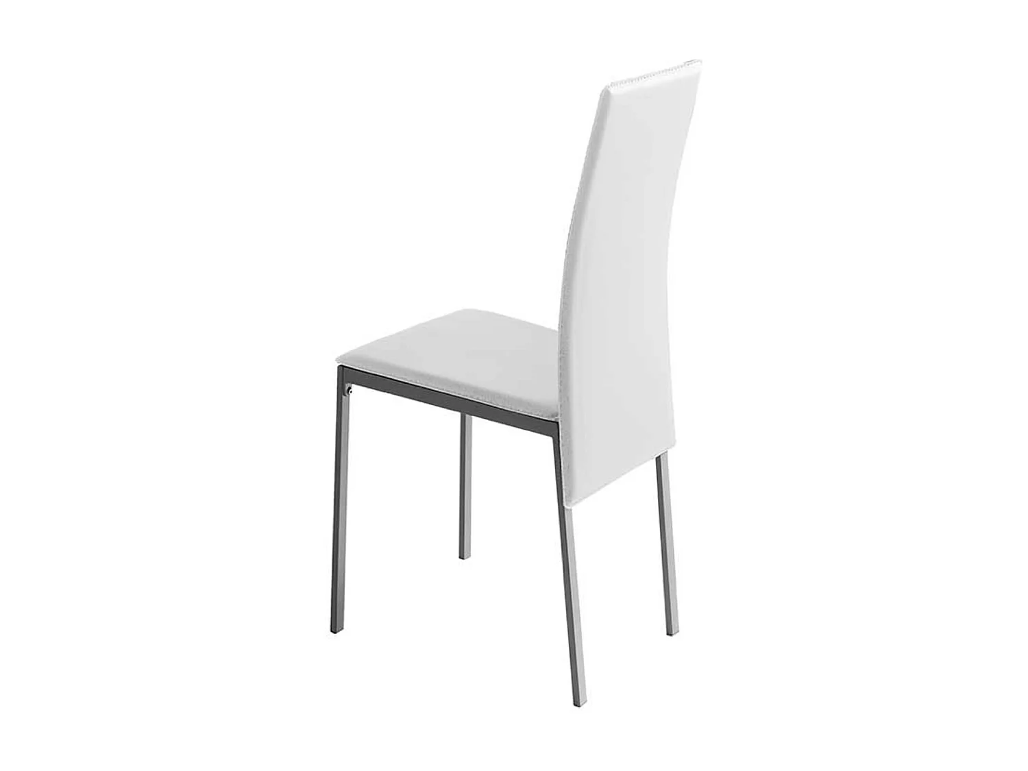 Chaise en simili cuir blanc et métal laquée gris argent