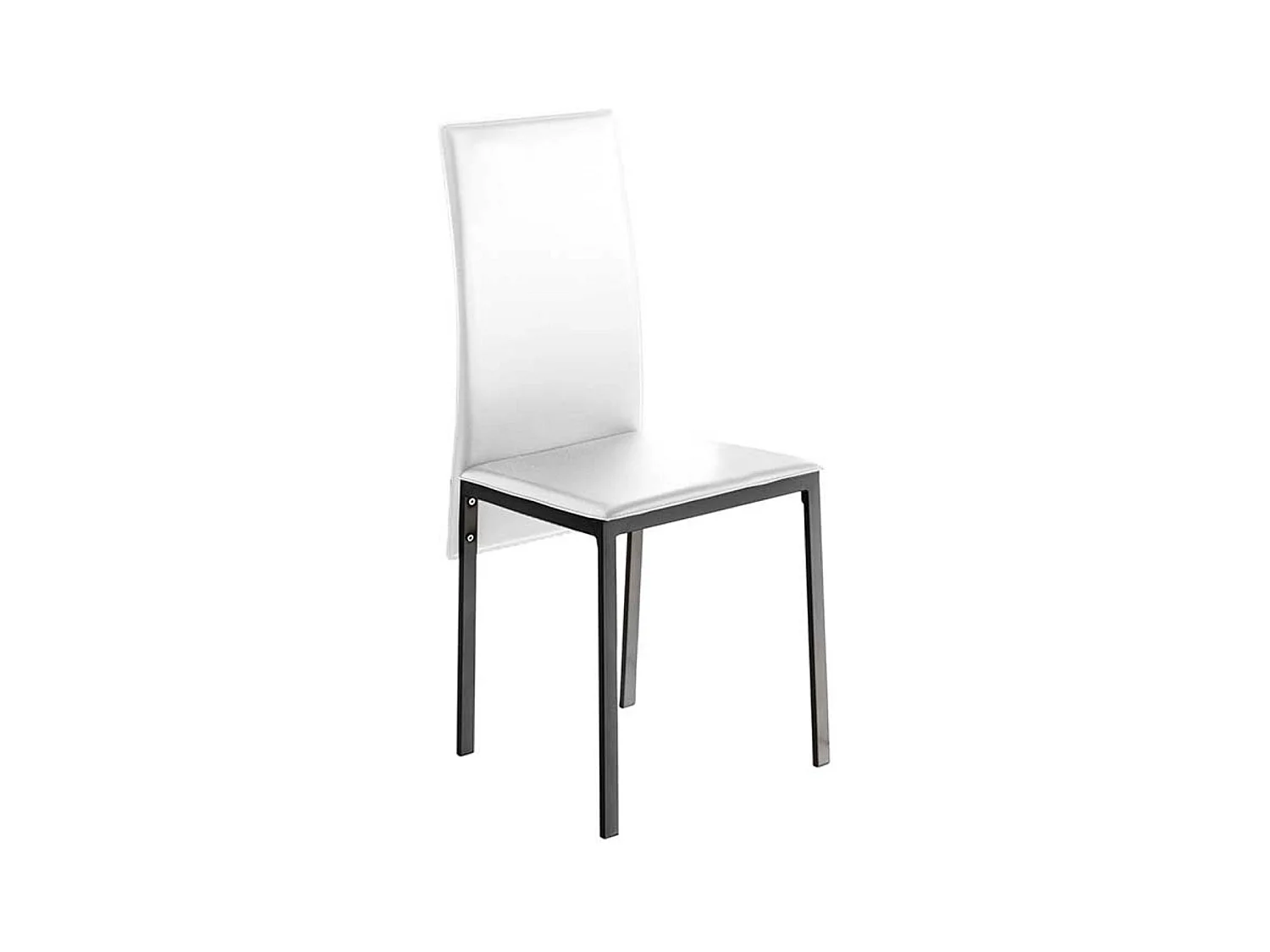 Chaise en simili cuir blanc et métal laquée gris argent
