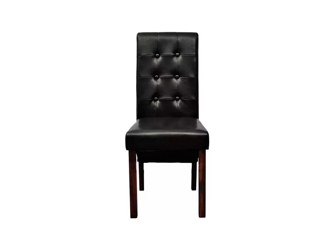 Chaise simili cuir noir et pieds bois massif Zinar - Lot de 4