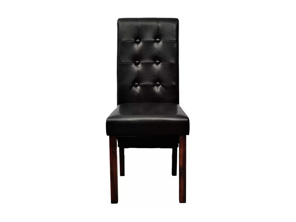 Chaise simili cuir noir et pieds bois massif Zinar - Lot de 4