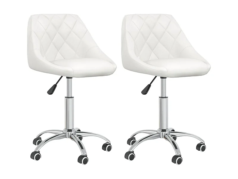 Chaises pivotantes de salle à manger 2 pcs Blanc Similicuir 13