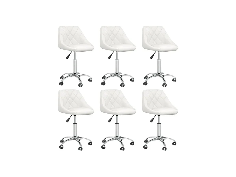 Chaises pivotantes de salle à manger 6 pcs Blanc Similicuir 11