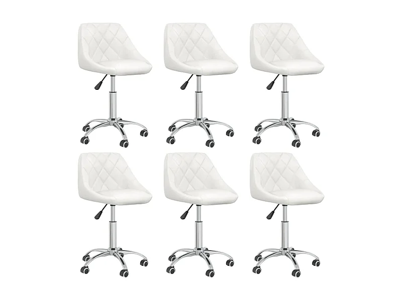 Chaises pivotantes de salle à manger 6 pcs Blanc Similicuir 11